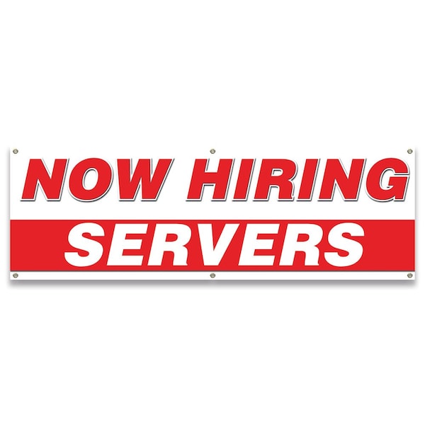 Now Hiring Servers Banner Apply Inside Accepting Application Single Sided